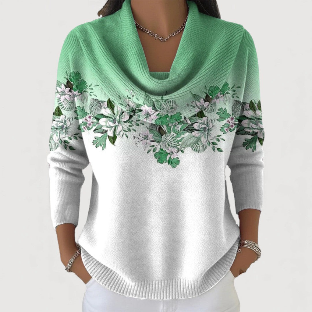 Alora® | Flower Sweater with Soft Neckline - Mint