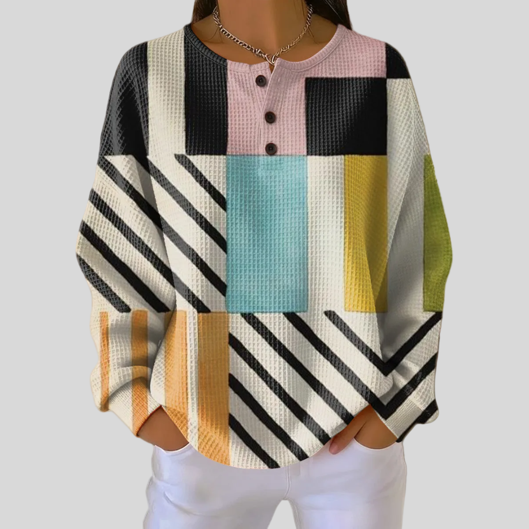 Carrie - Colour Block and Stripe Top