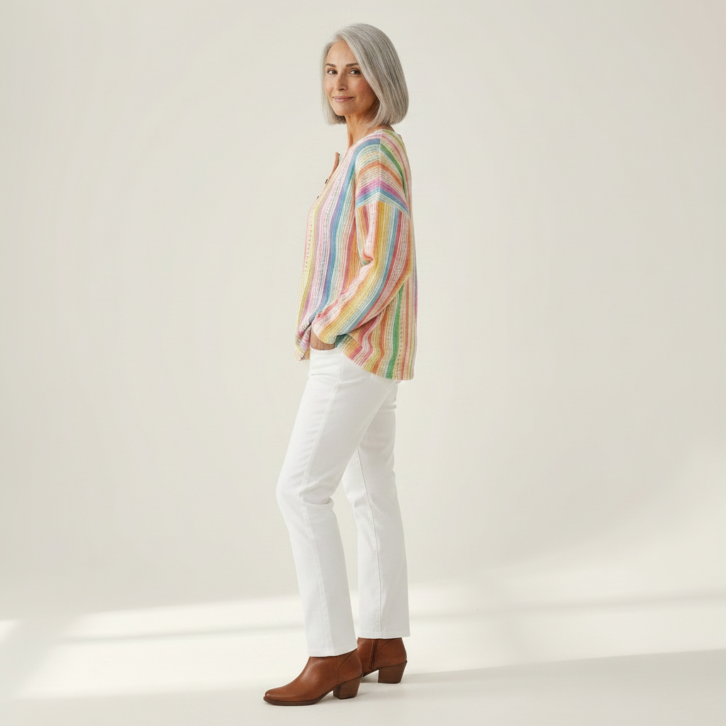 Anna - Colourful Vertical Stripe Top