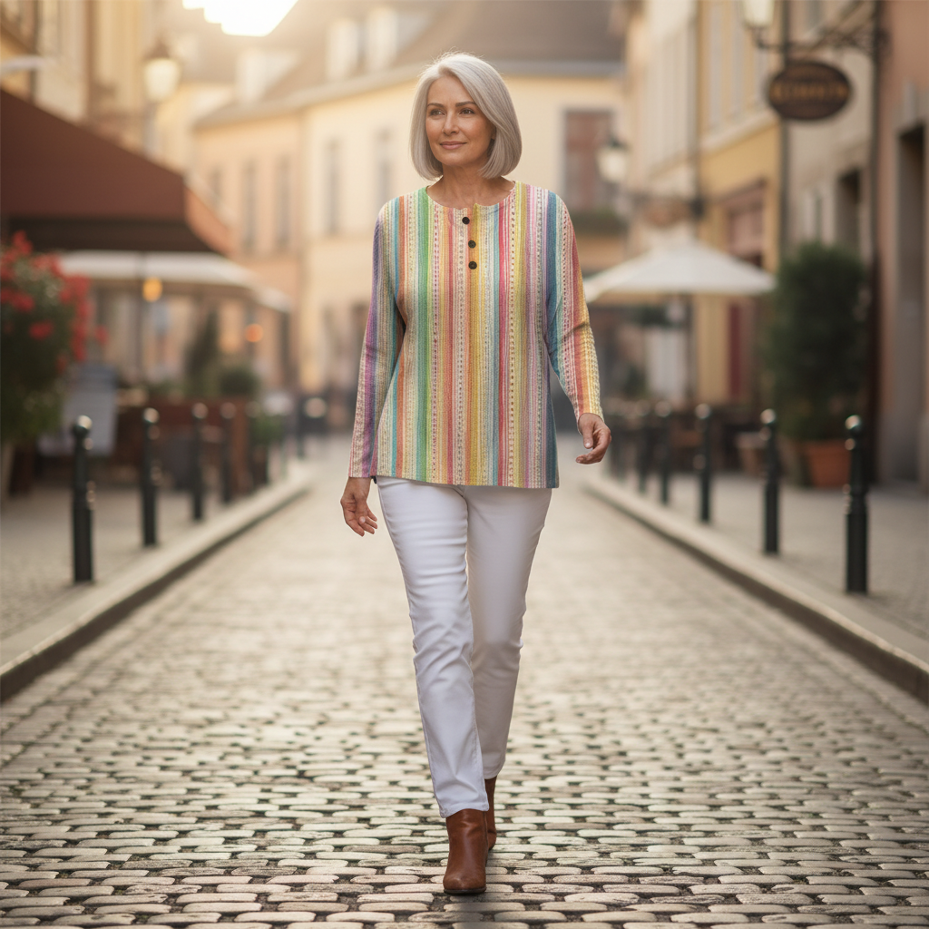 Anna - Colourful Vertical Stripe Top