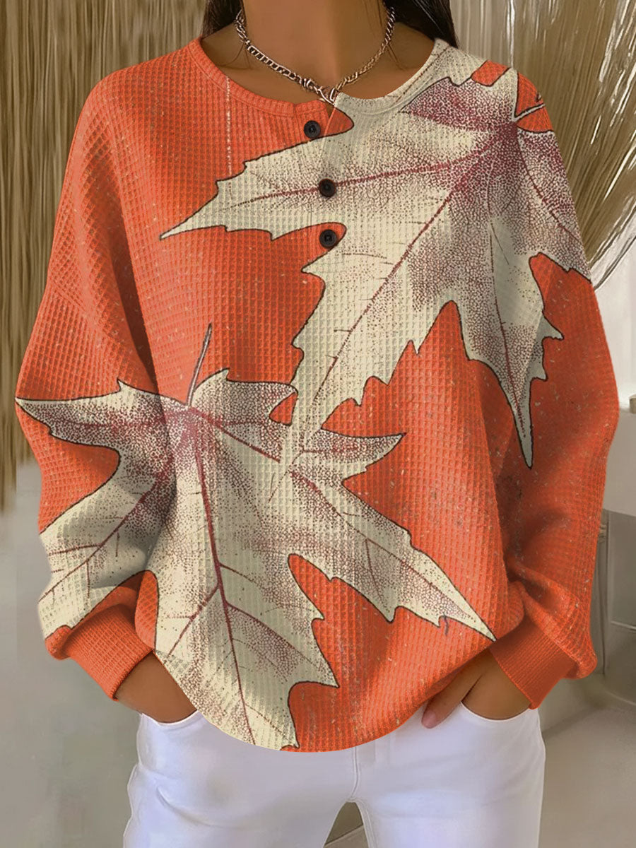 Marion - Orange Maple Leaf Top
