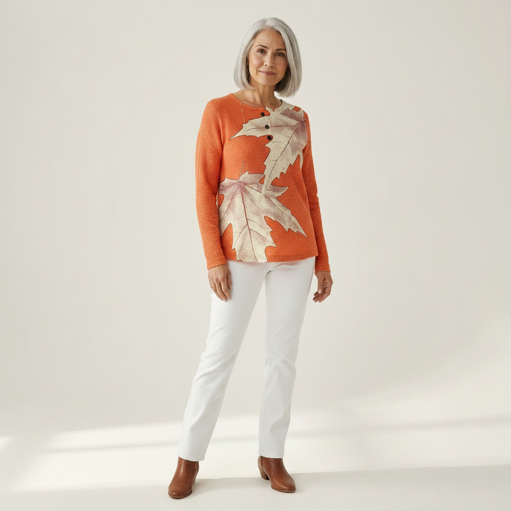 Marion - Orange Maple Leaf Top