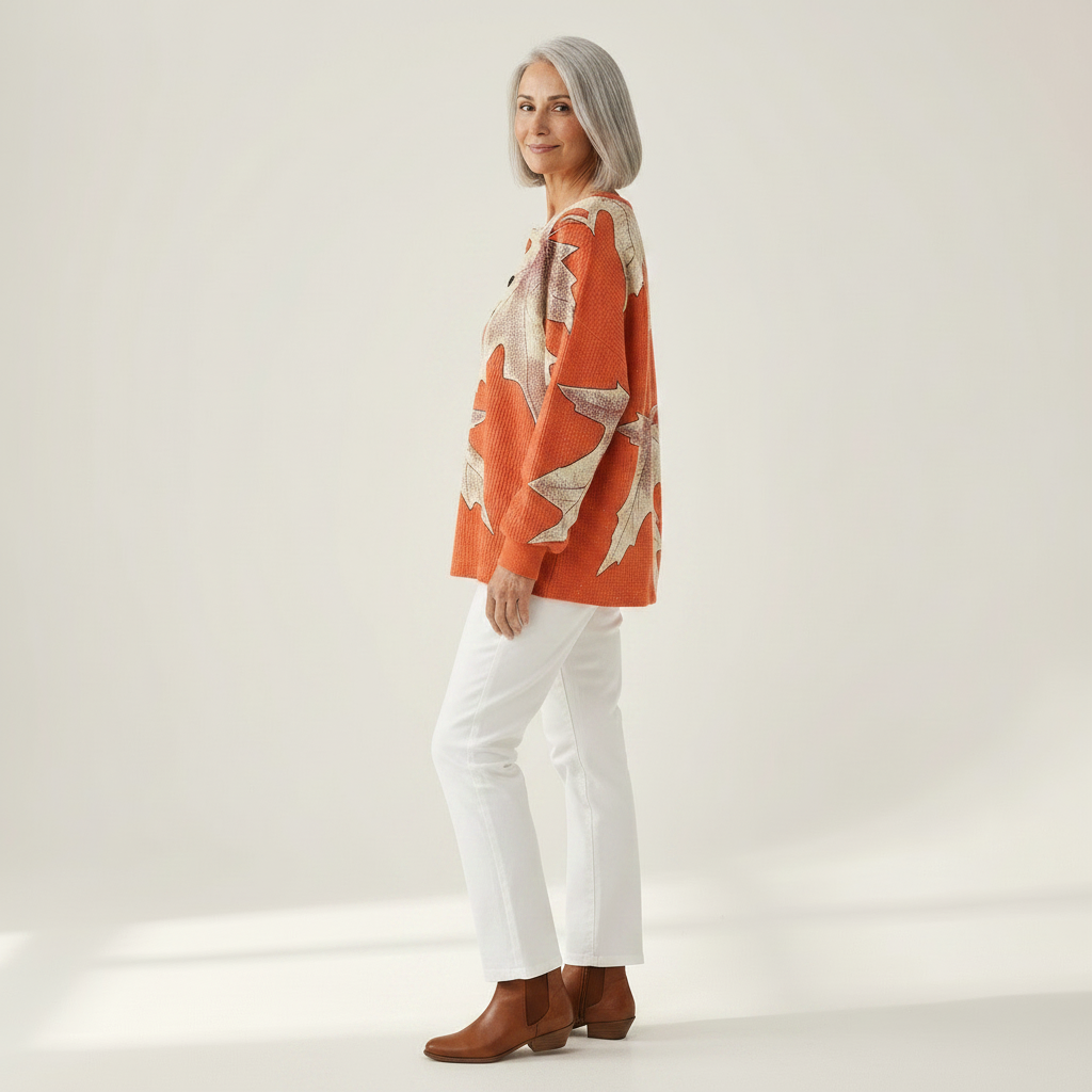 Marion - Orange Maple Leaf Top