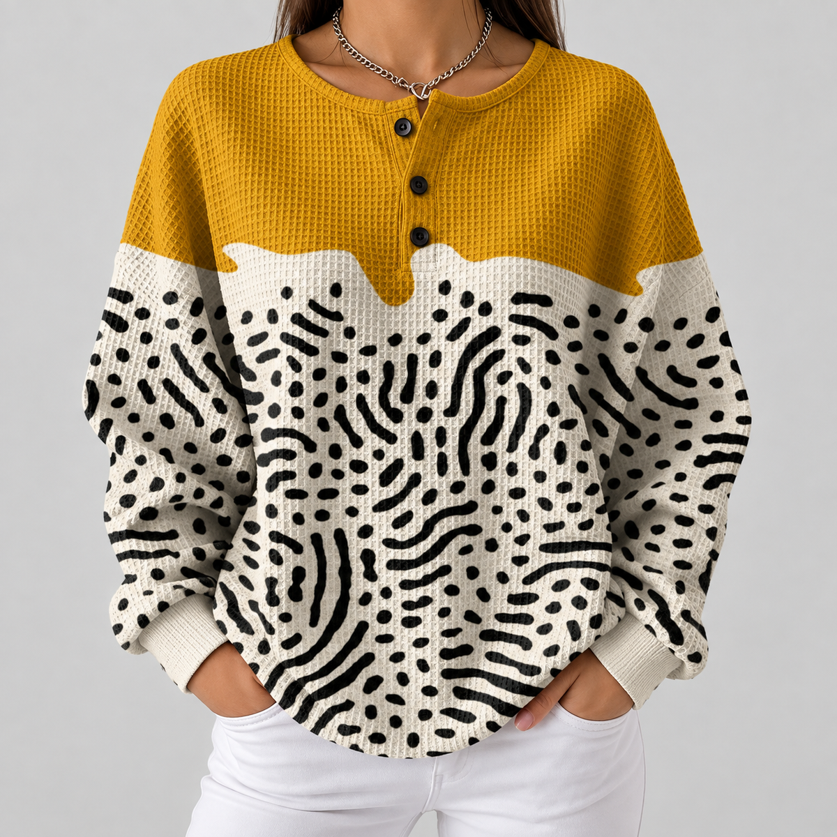 Opal - Mustard Yellow Polka Dot Top