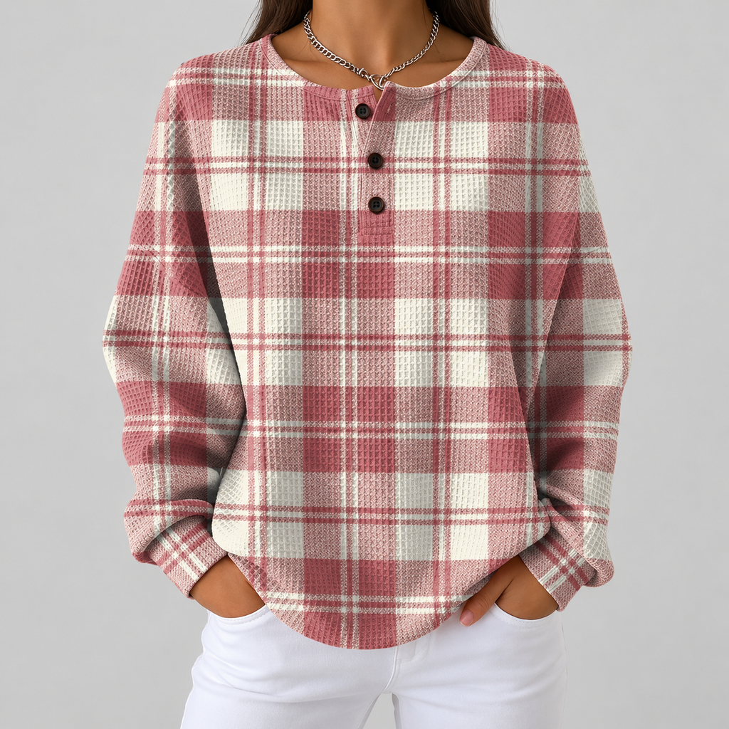 Emma - Blush Plaid Top