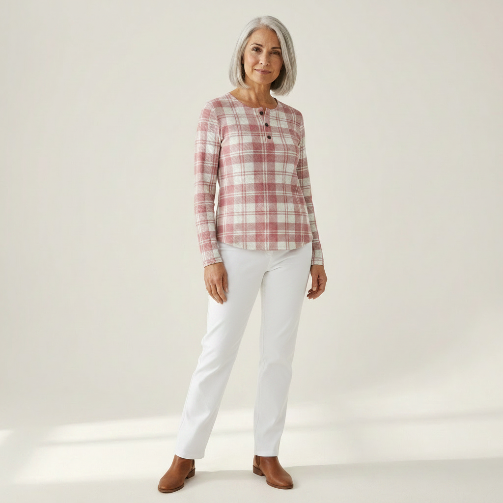 Emma - Blush Plaid Top