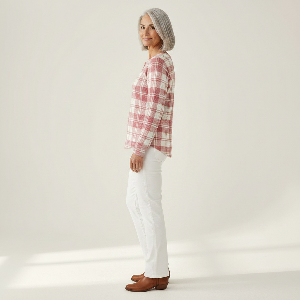 Emma - Blush Plaid Top