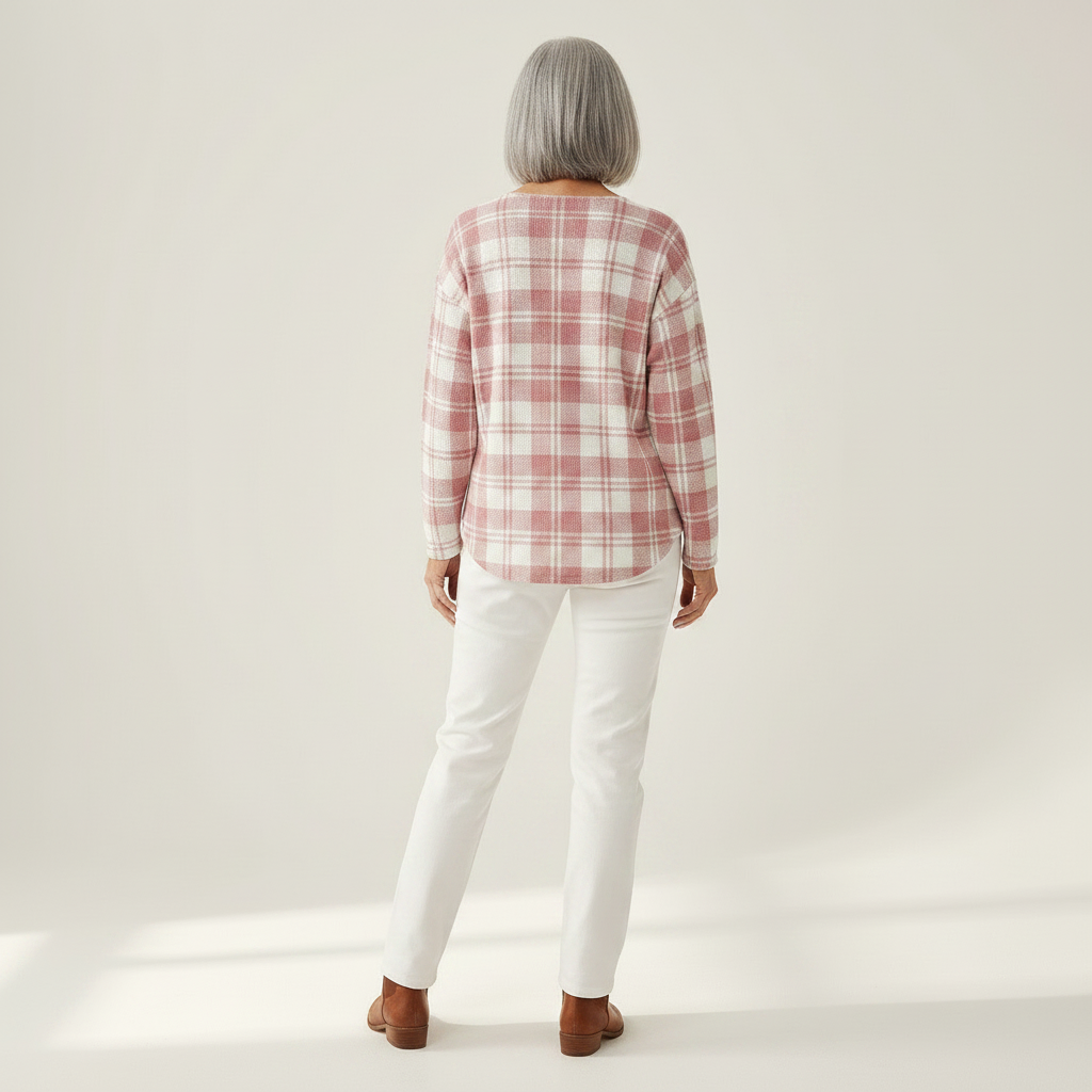 Emma - Blush Plaid Top