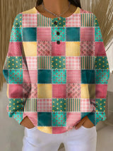 Ruth - Pink and Turquoise Patchwork Top
