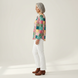 Ruth - Pink and Turquoise Patchwork Top