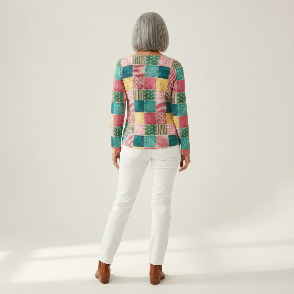 Ruth - Pink and Turquoise Patchwork Top