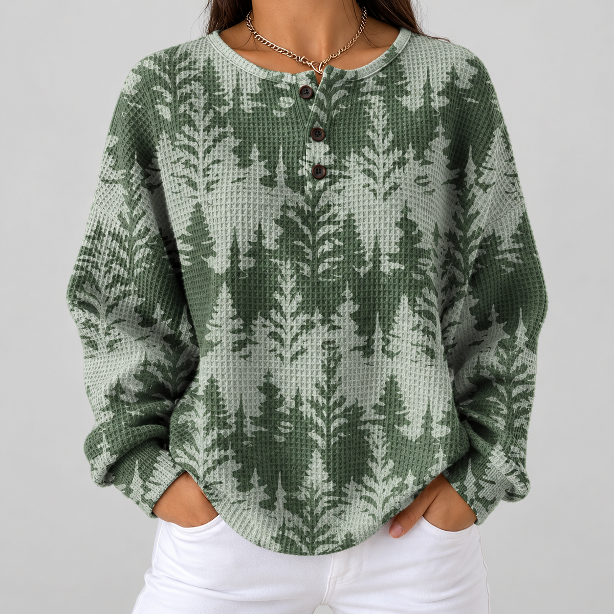 Emily - Green Evergreen Forest Top