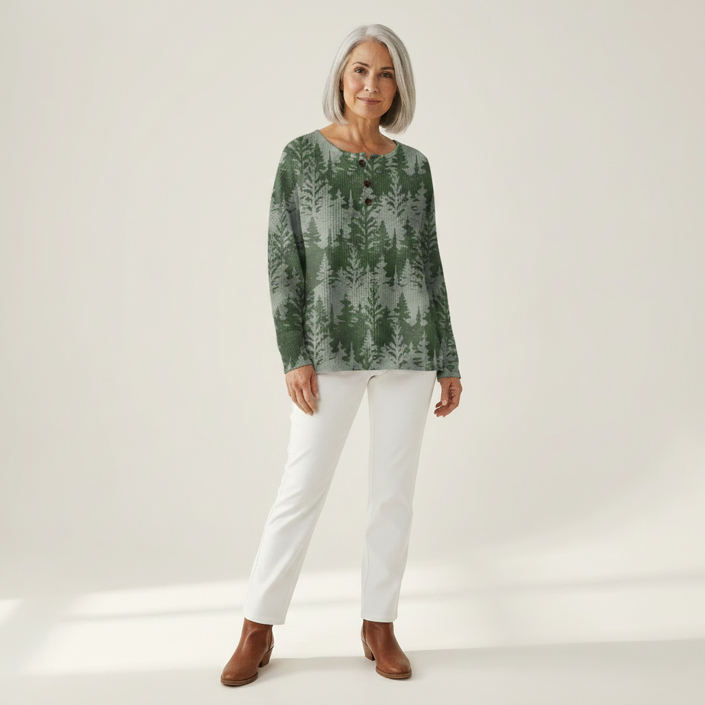 Emily - Green Evergreen Forest Top