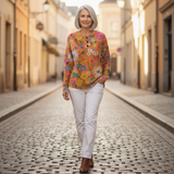 Florence - Orange Floral Top