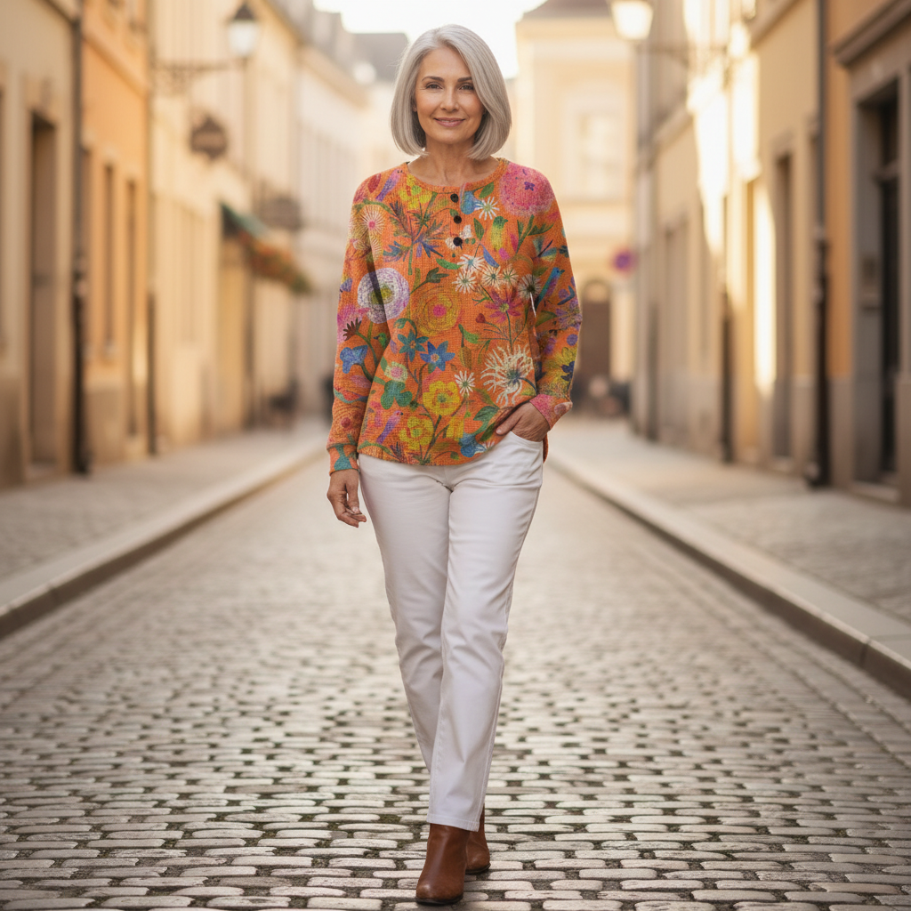 Florence - Orange Floral Top