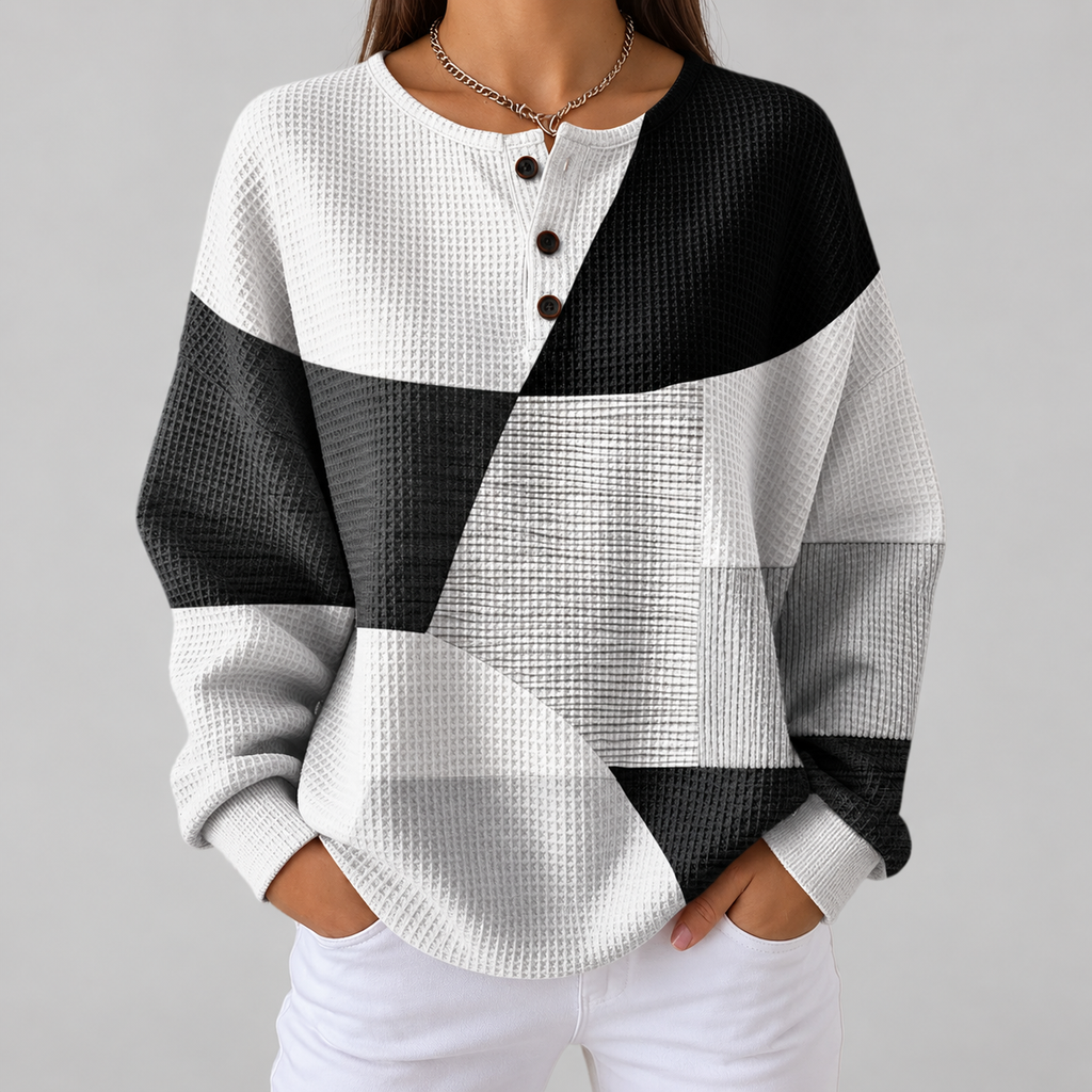Eleanor - Black and White Patchwork Top