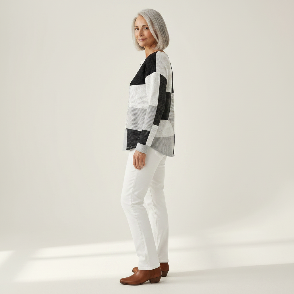 Eleanor - Black and White Patchwork Top