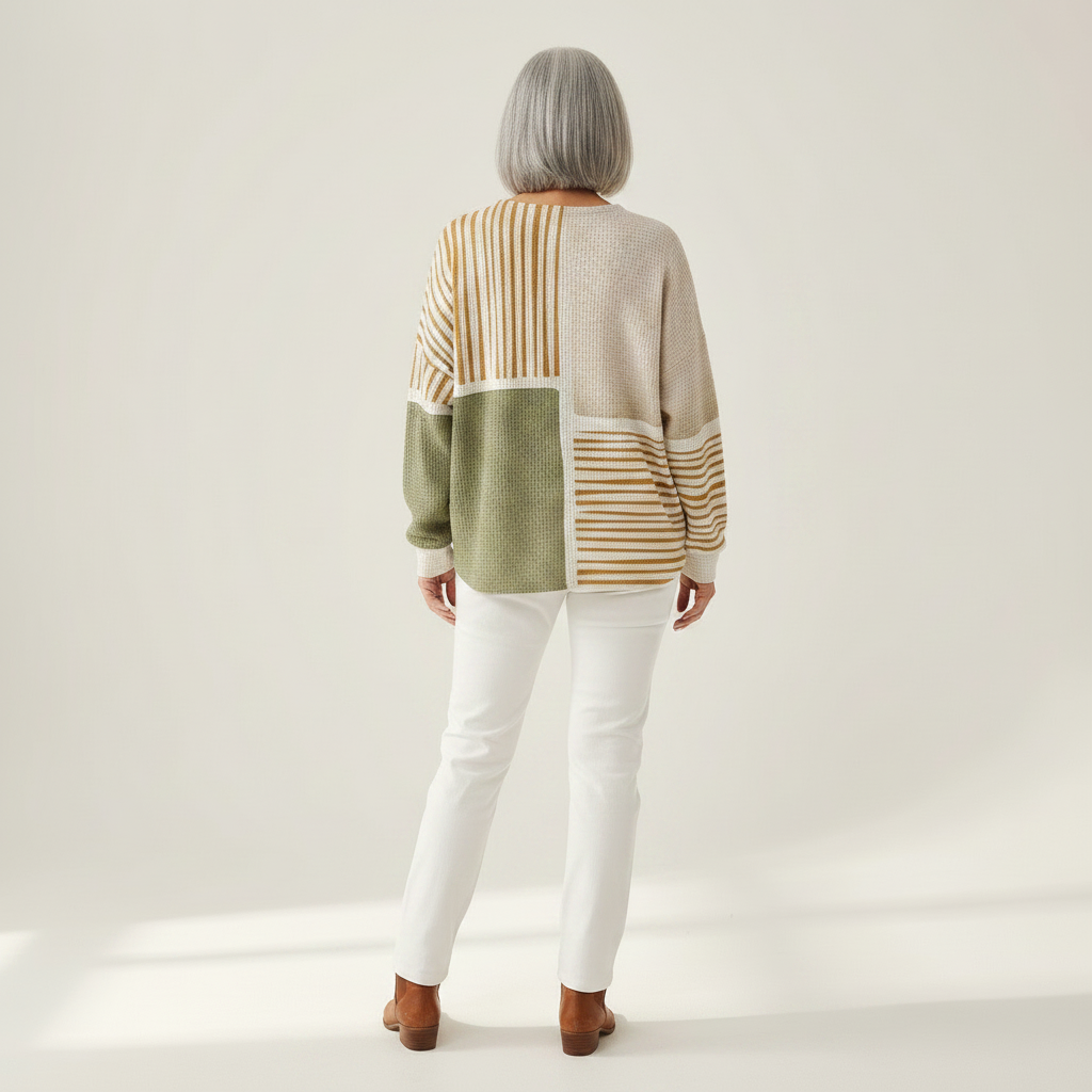 Lucy - Green and Mustard Patchwork Top