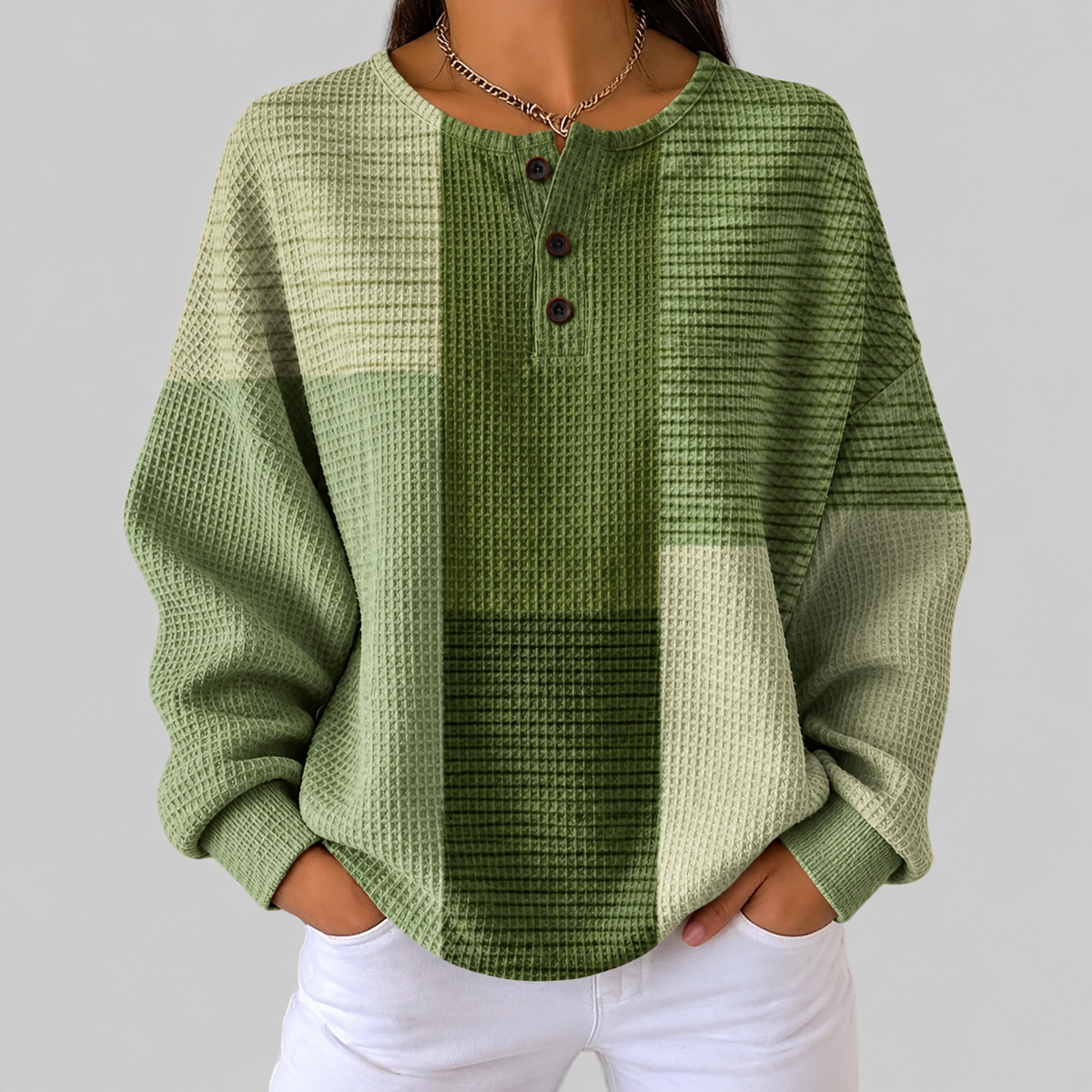Charlotte - Green Patchwork Top