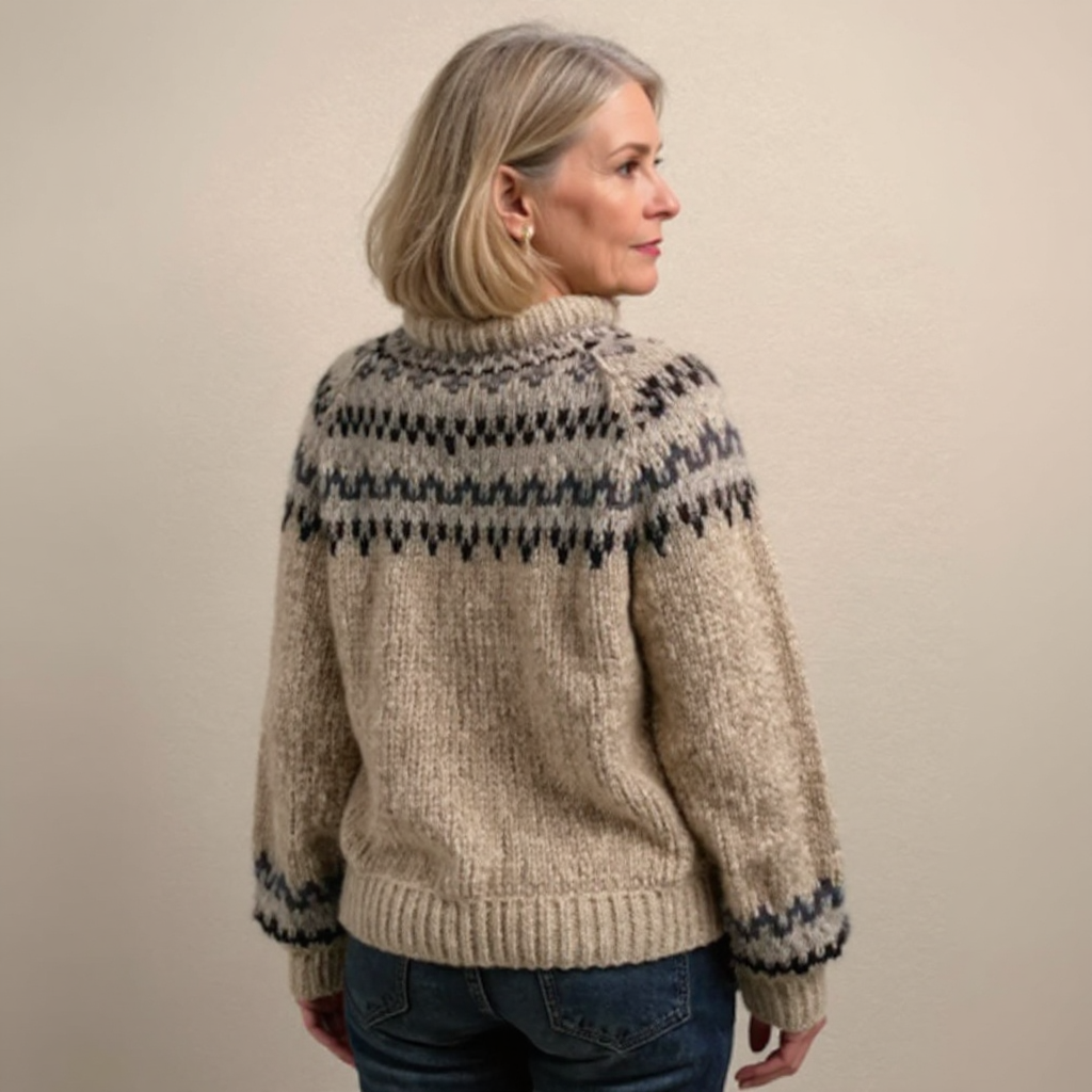 Eliza - Oatmeal Vintage Sweater with Nordic Yoke