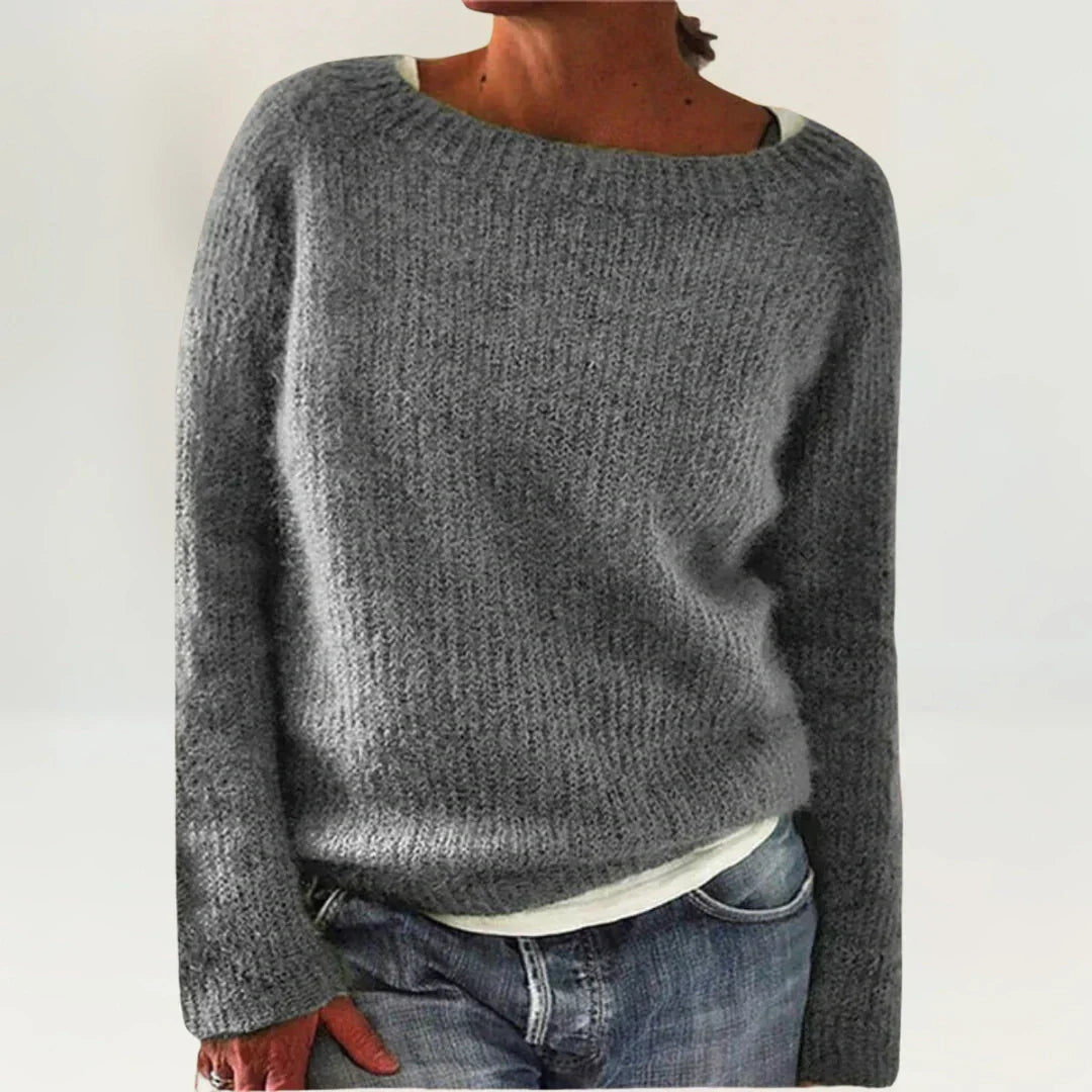Janet - Plain Vintage Sweater in Grey
