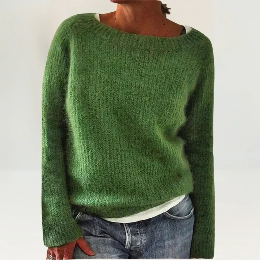 Violet - Plain Vintage Sweater in Green