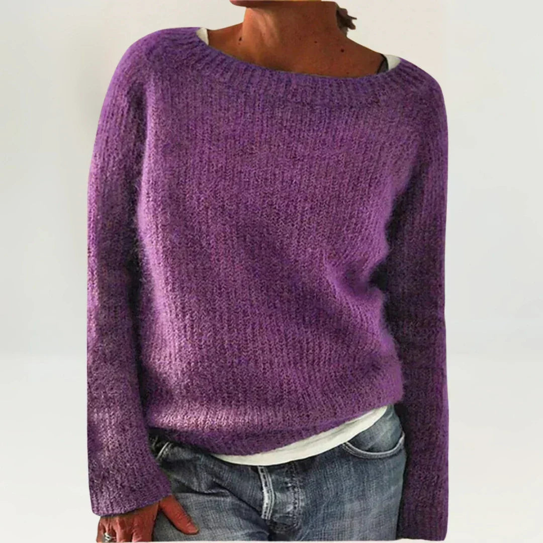 Shirley - Plain Vintage Sweater in Purple