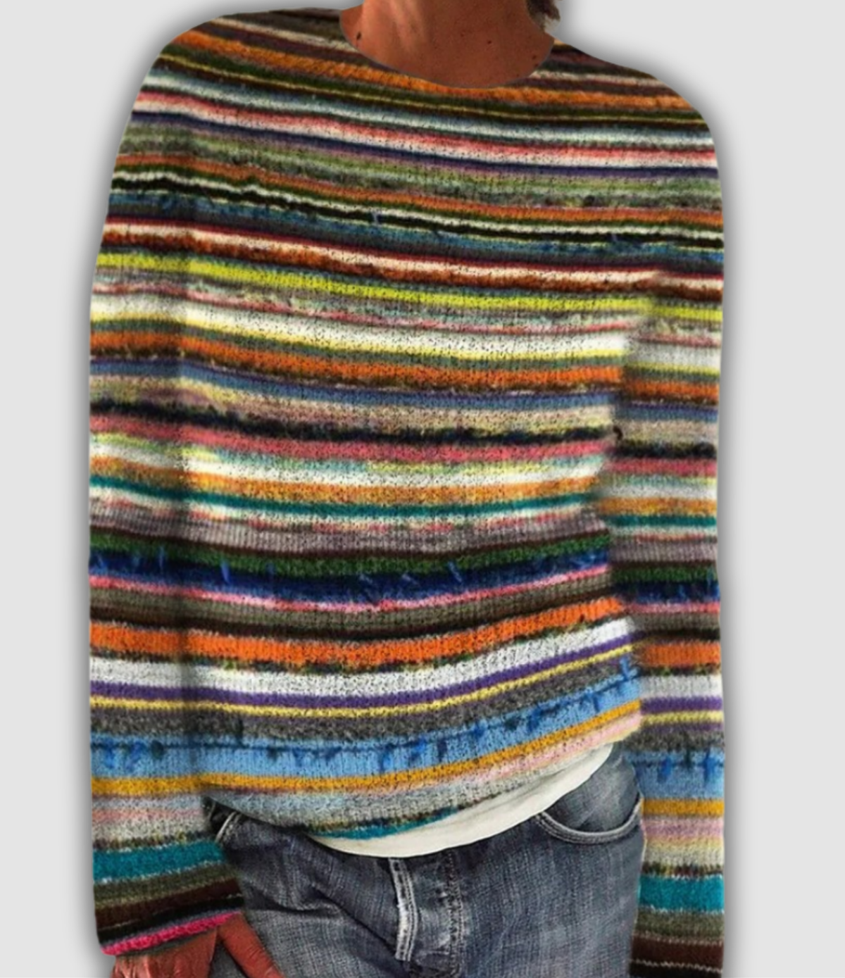 Rosemary - Nordic Vintage Sweater with Wide Colour Stripes