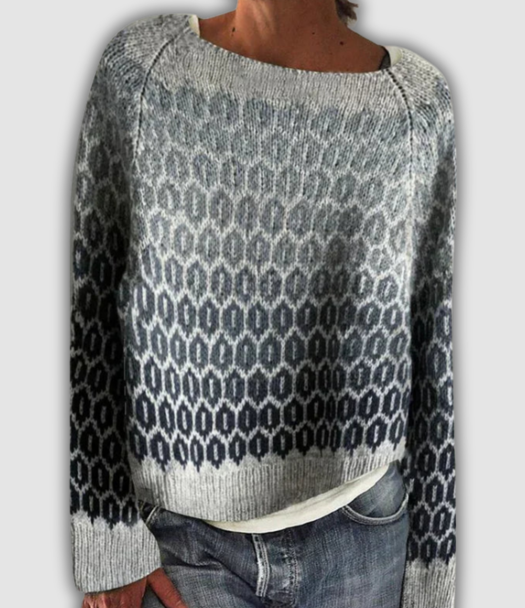 Prudence - Grey Vintage Sweater with Honeycomb Pattern