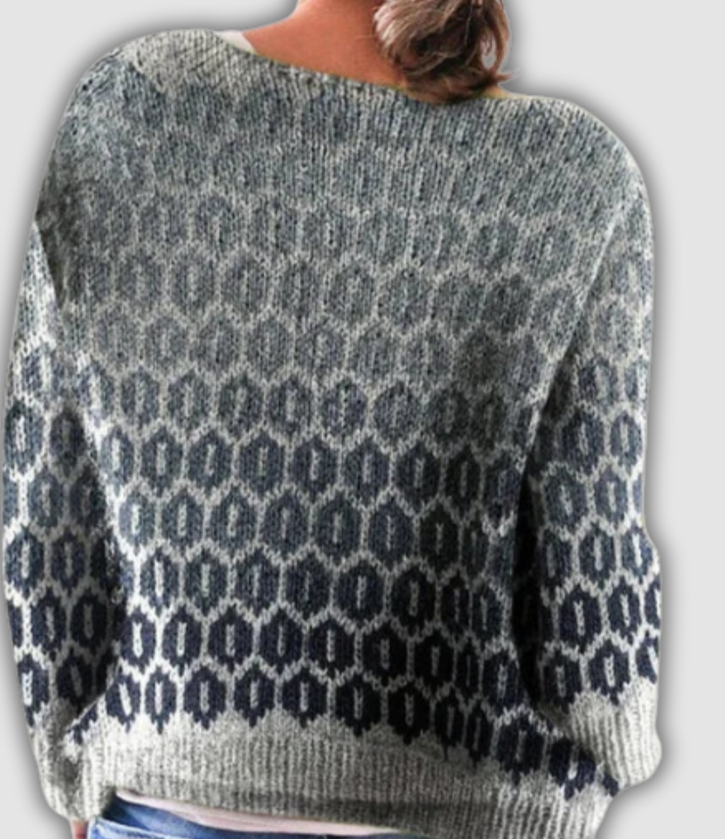 Prudence - Grey Vintage Sweater with Honeycomb Pattern