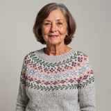 Louisa - Grey Vintage Sweater with Rose and Leaf Yoke