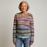 Isobel - Vintage Sweater with Fine Rainbow Stripes