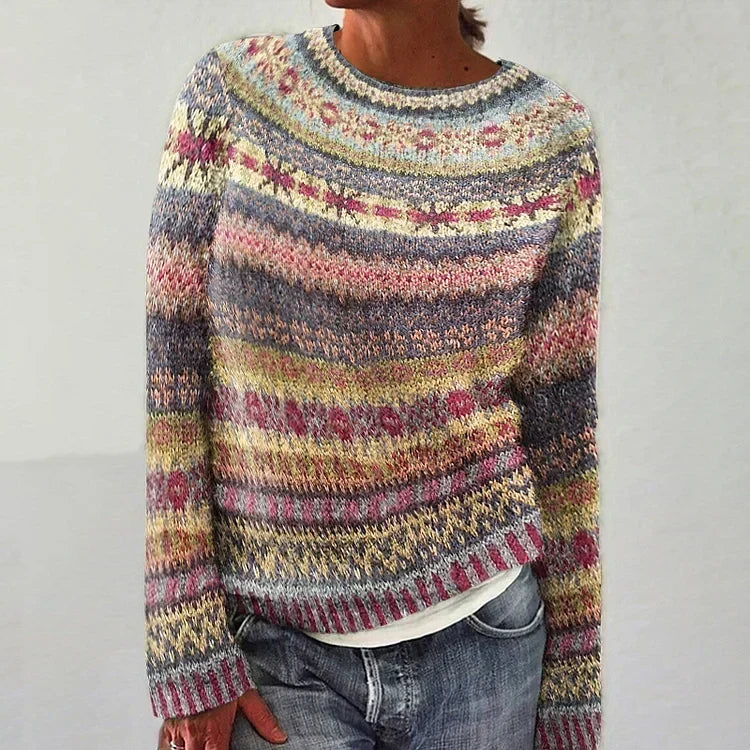 Lauren - Grey and Yellow Vintage Sweater with Marled Bands