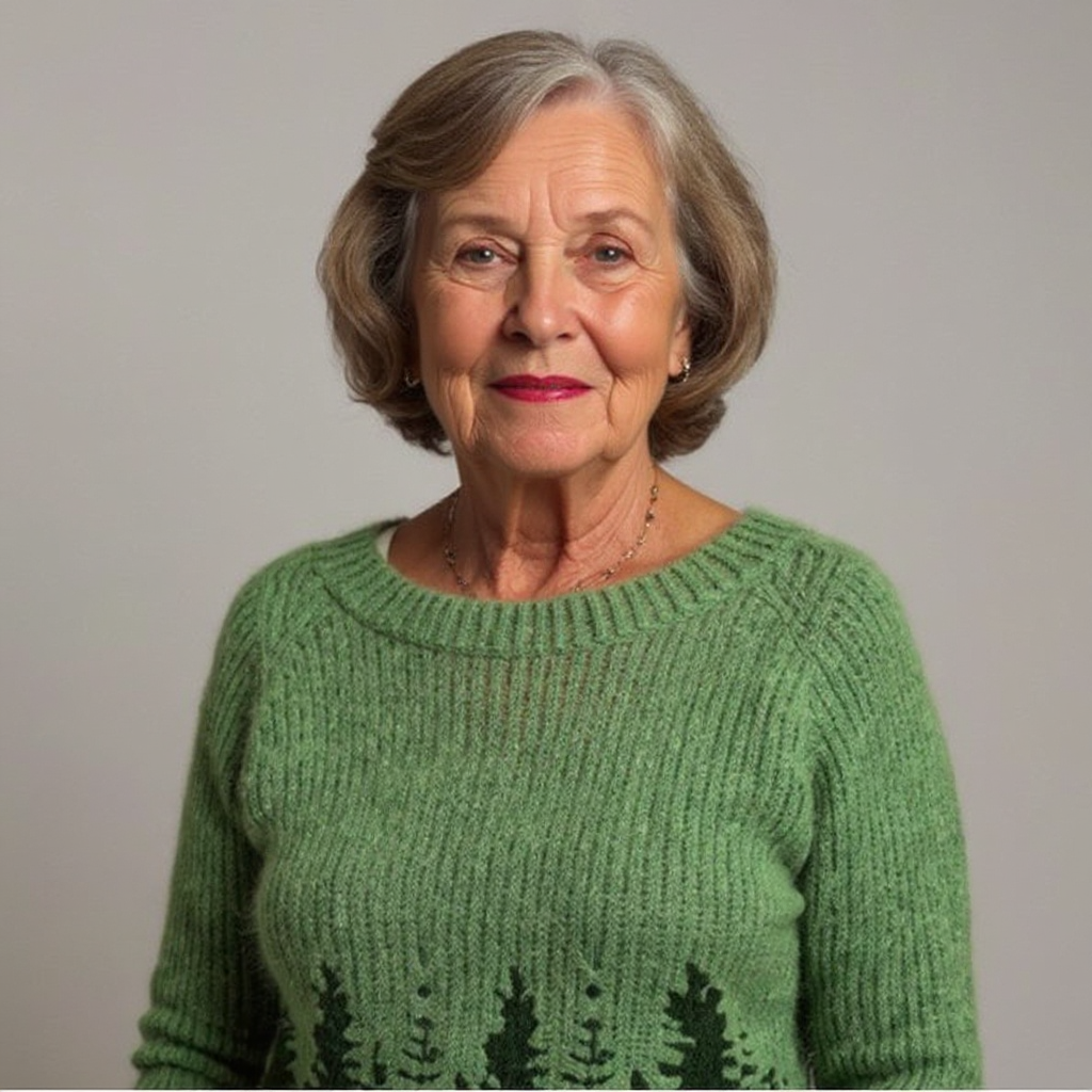 Isabel - Forest Green Vintage Sweater with Fir Trees