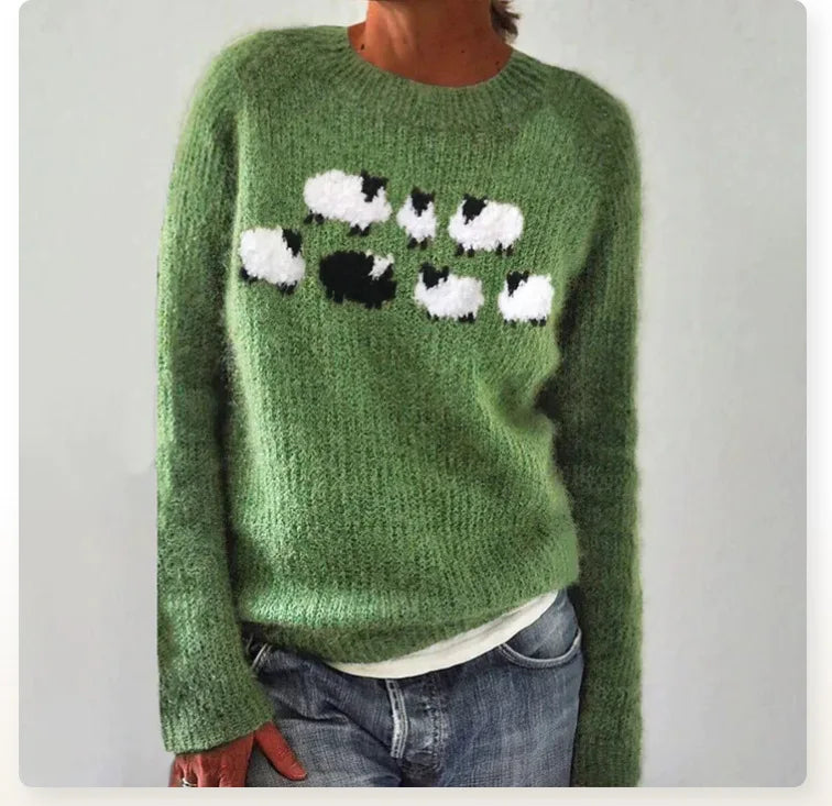 Doreen - Green Vintage Sweater with Sheep