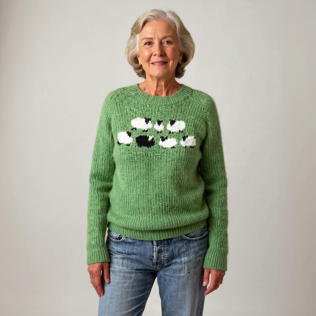 Doreen - Green Vintage Sweater with Sheep