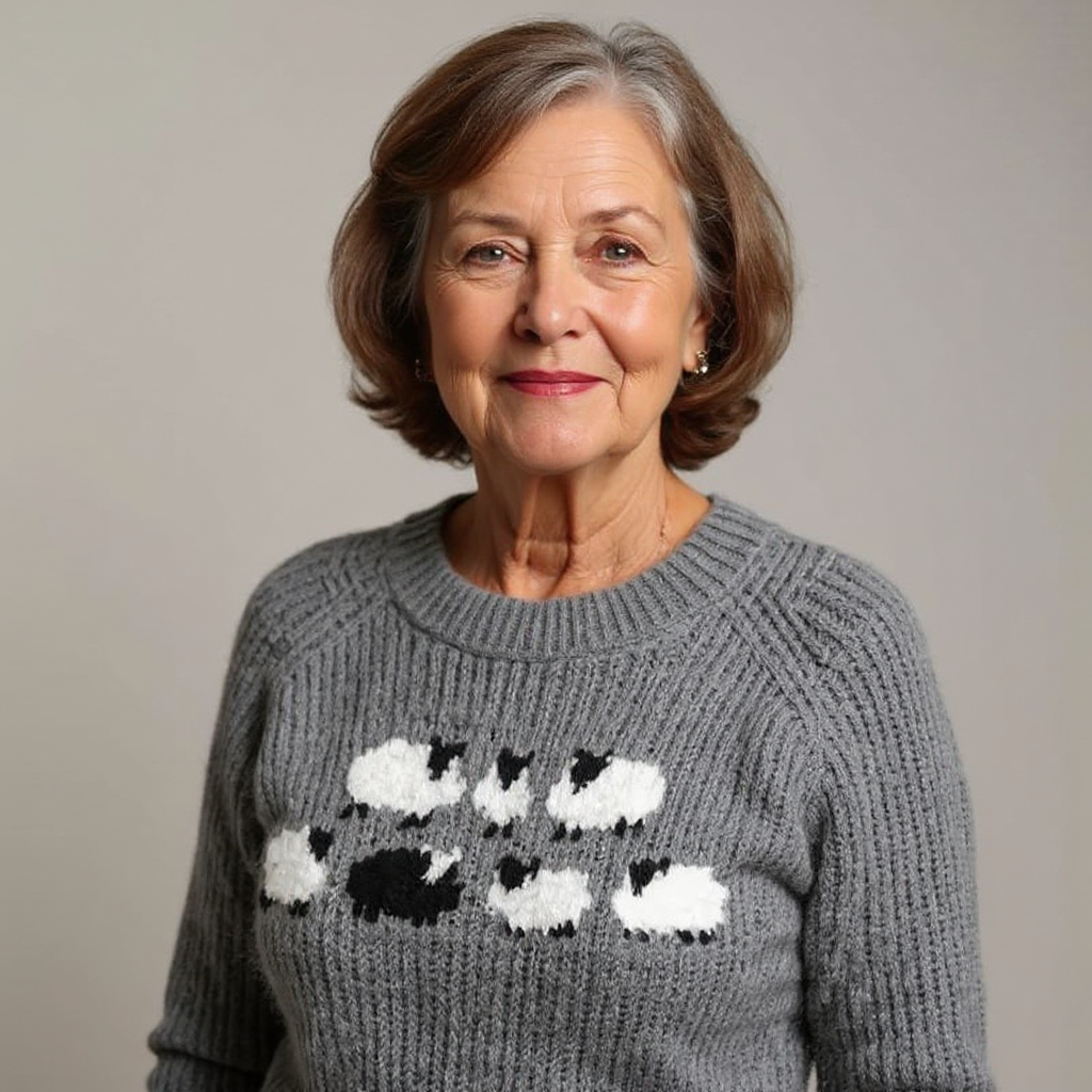 Isolde - Grey Vintage Sweater with Sheep