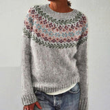Adrienne - Grey Vintage Sweater with Floral Garland Yoke