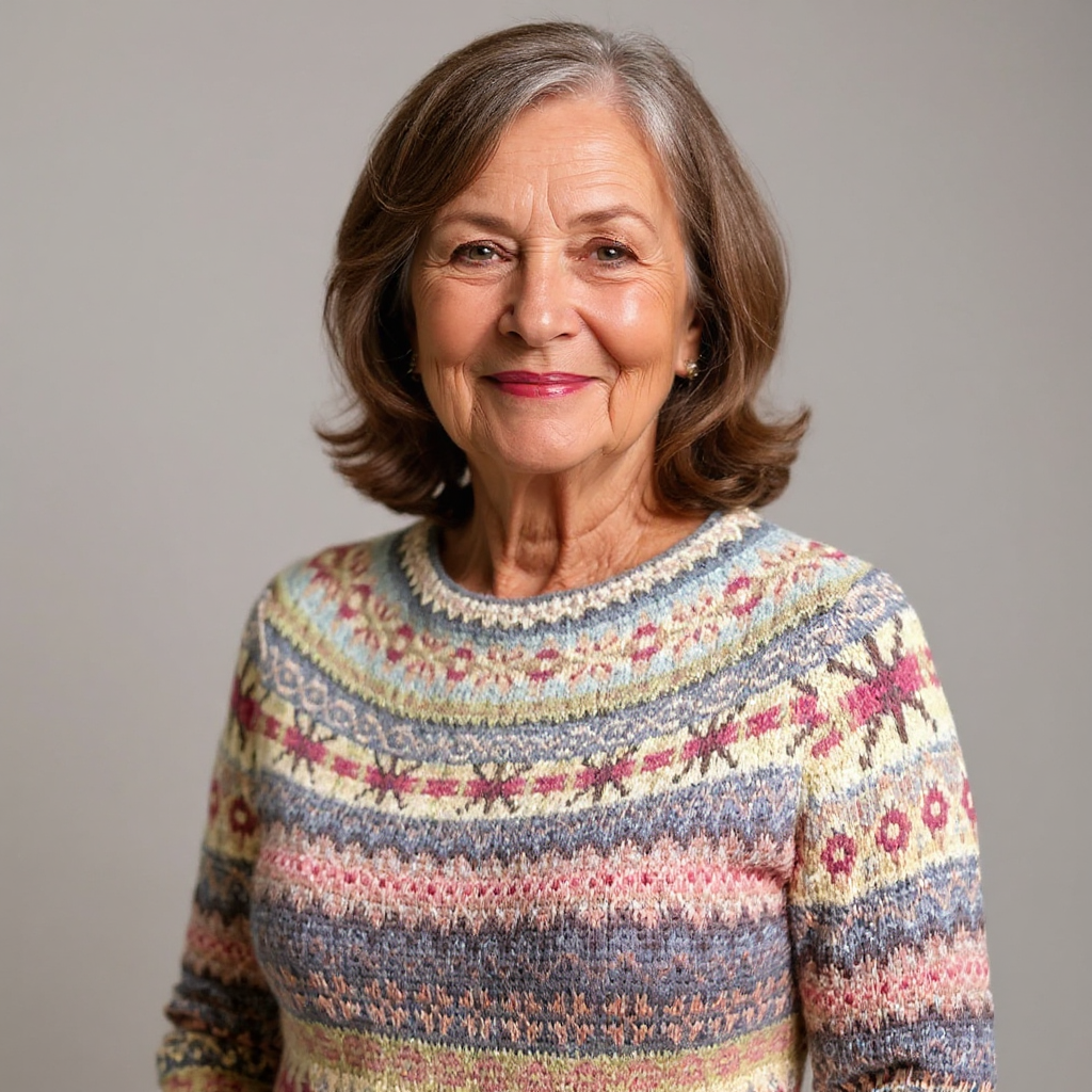 Abigail - Pink and Yellow Vintage Sweater with Fair Isle Bands