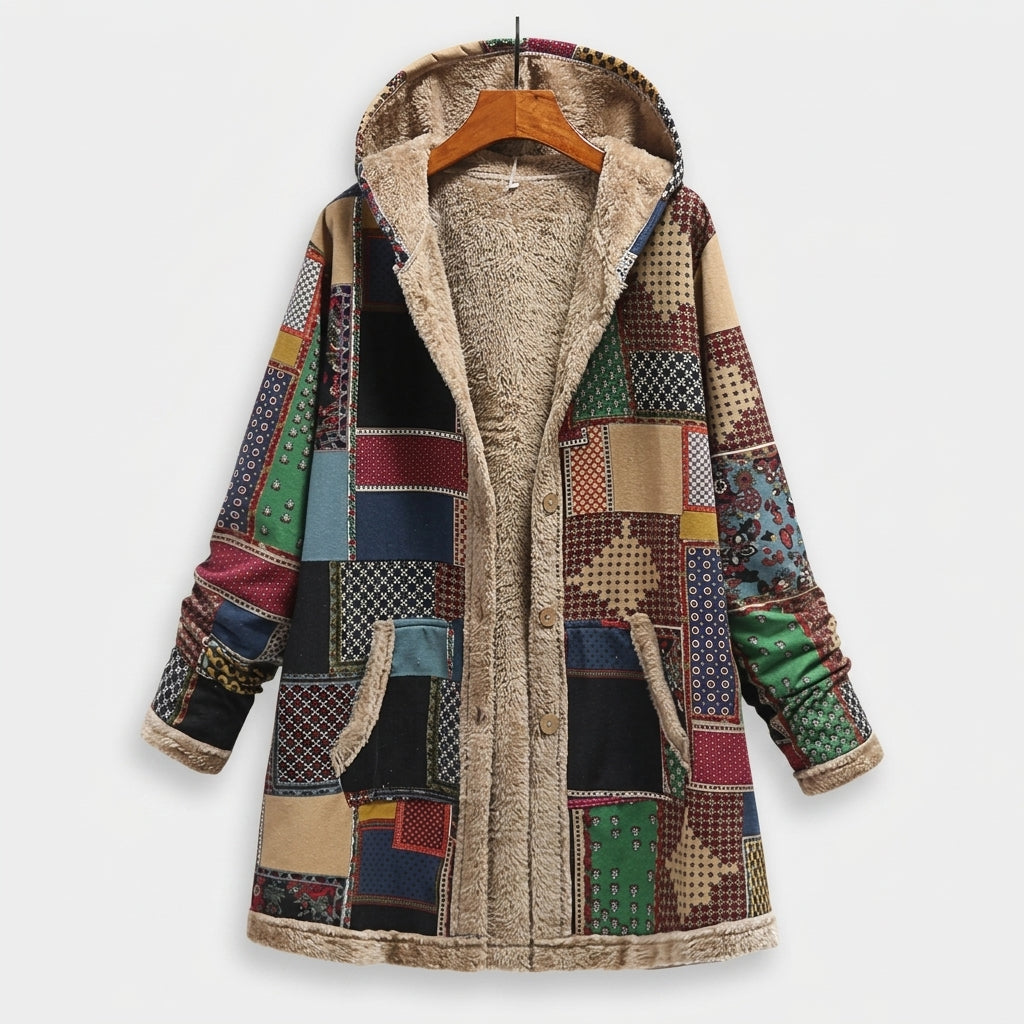 Judith - Earth-Tone Patchwork Sweatshirt