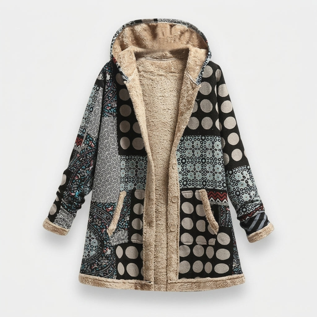 Hortensia - Monochrome Polka Dot Fleece Jacket