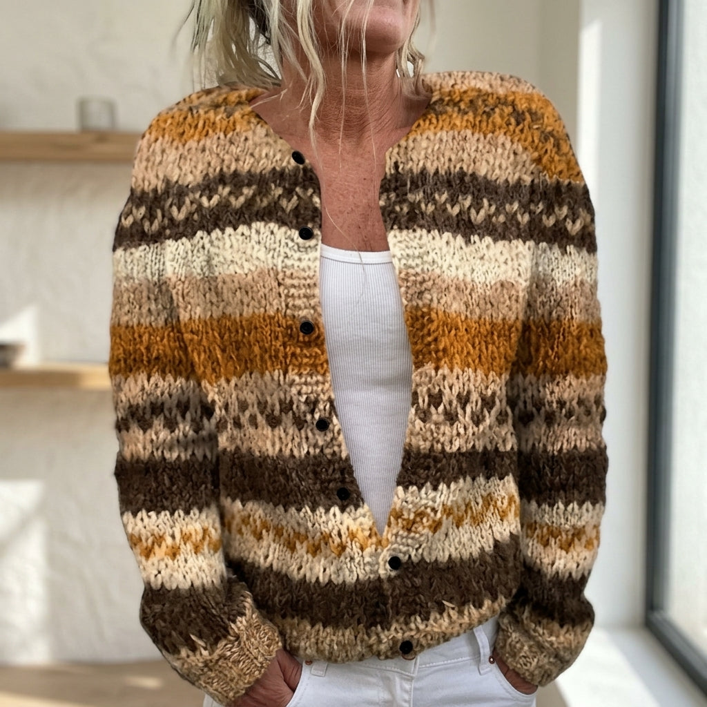 Bernadette - Warm Stripe Button Cardigan