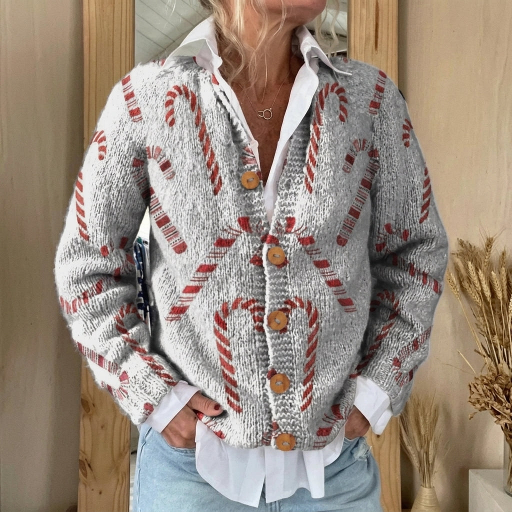 Tessa - Candy Cane Christmas Cardigan