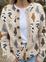 Penny - Cosy Cat Print Button Cardigan