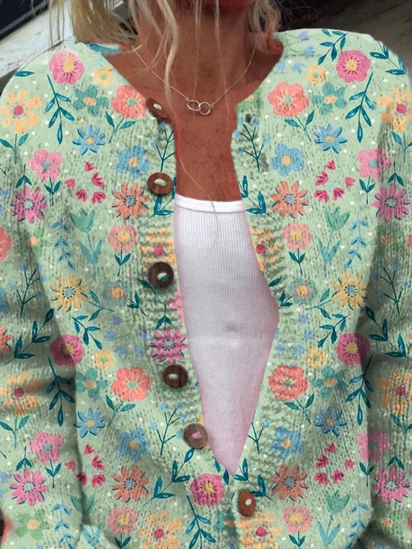 Livia - Floral Print Button Cardigan