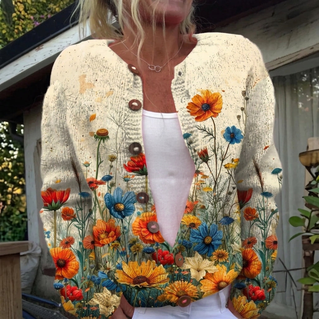Rosalind - Retro Floral Print Cardigan