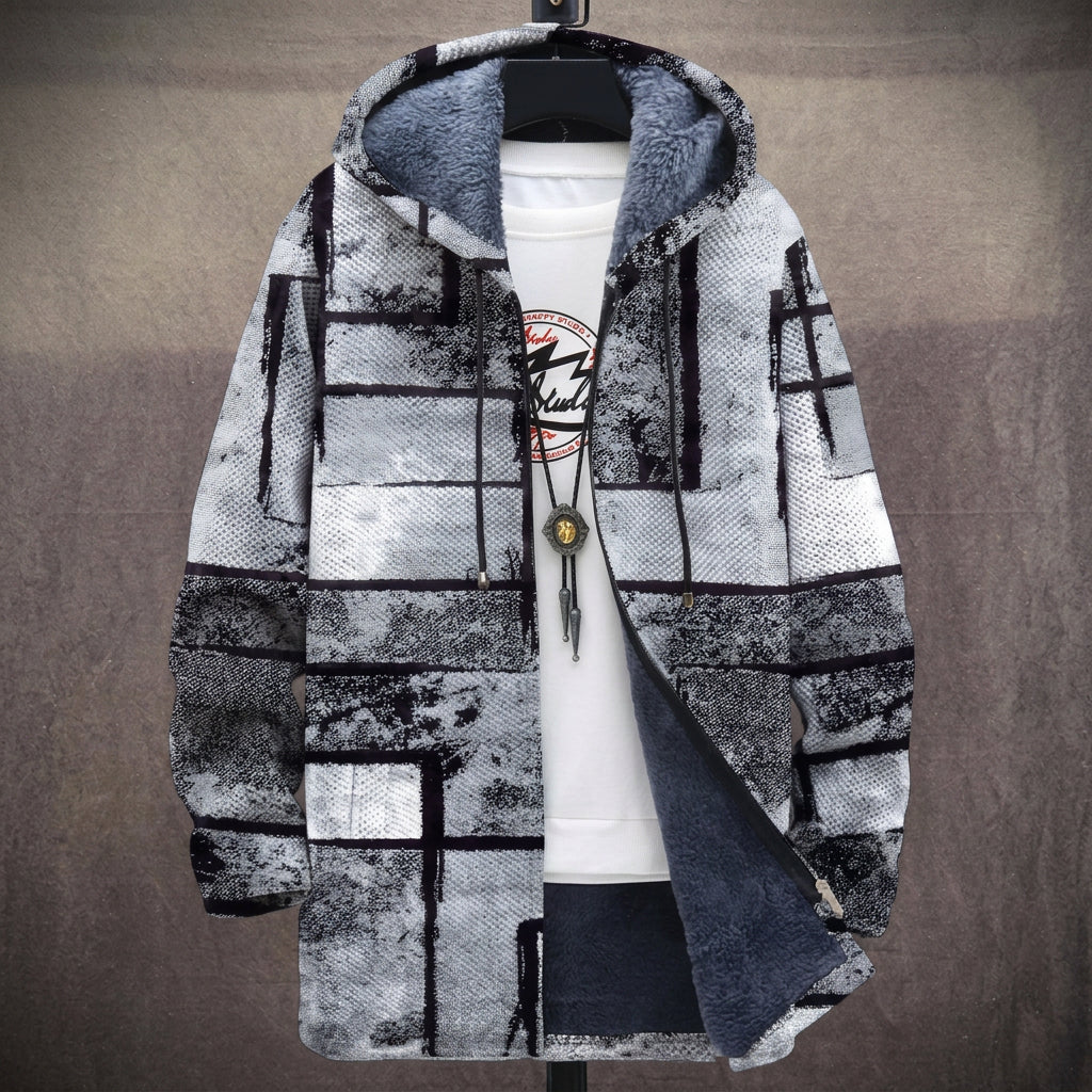 Yvonne - Grey Abstract Grid Print Jacket