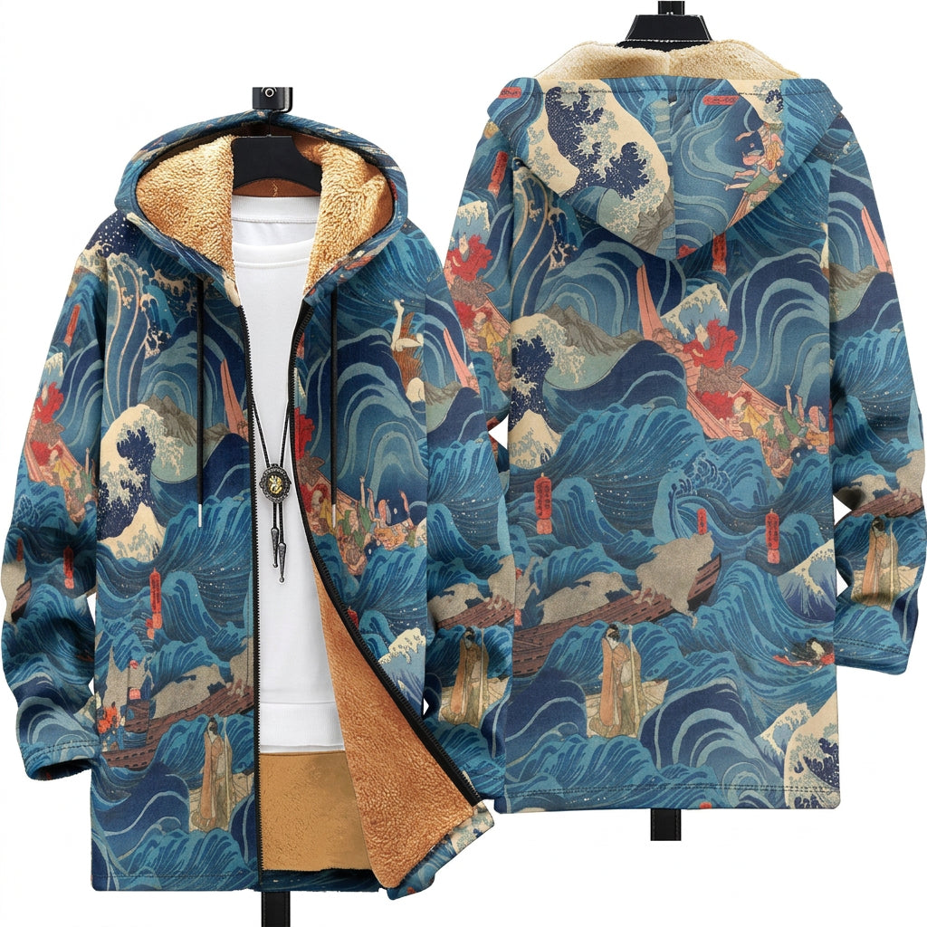 Victoria - Teal Ukiyo-e Wave Print Jacket