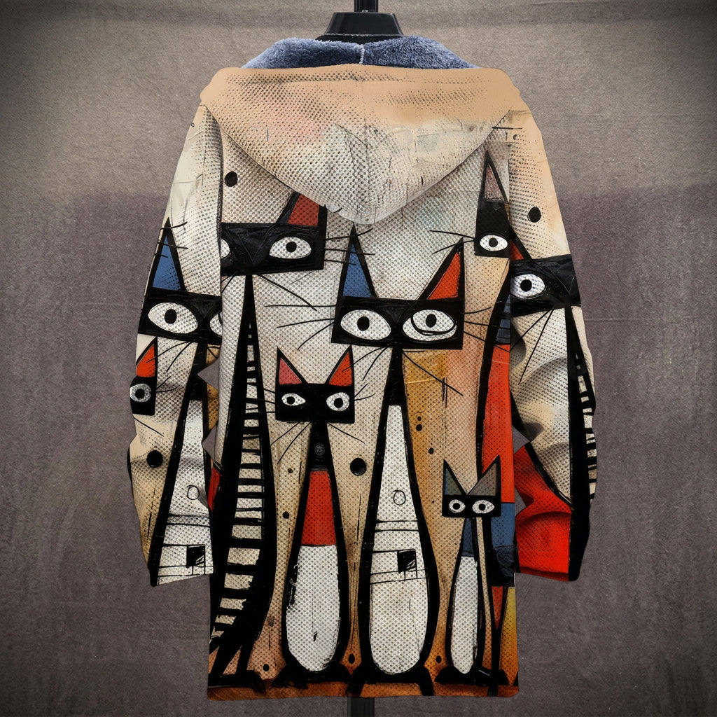 Caroline - Cream Abstract Cat Print Jacket