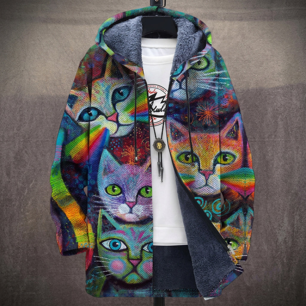 Claudia - Multicoloured Psychedelic Cat Print Jacket